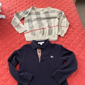 X2 Burberry Boy long sleeve sweater and shirt